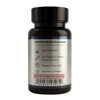 Black supplement bottle with a label on a white background